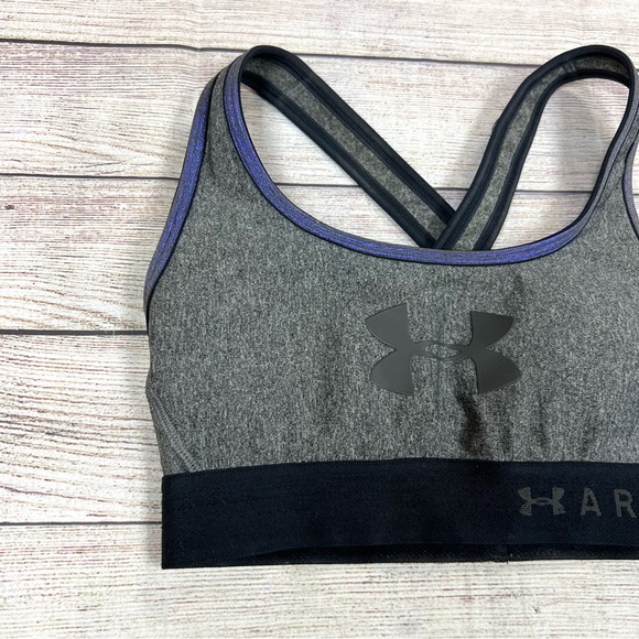 Under Armour Gray Padded Workout Racerback Sports Bra Size XS Compression - Picture 3 of 6